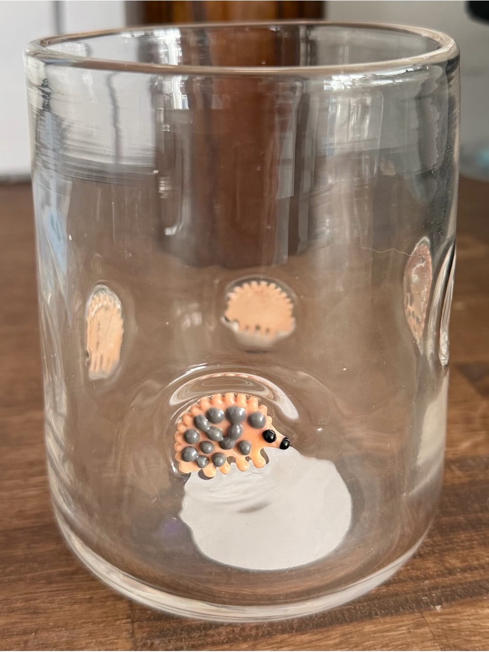 Icon Glass Tumbler with Peach and Gray Hedgehog Accent